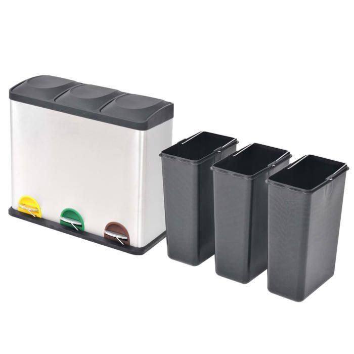VidaXL Poubelle à ordures Acier inoxydable 54 L