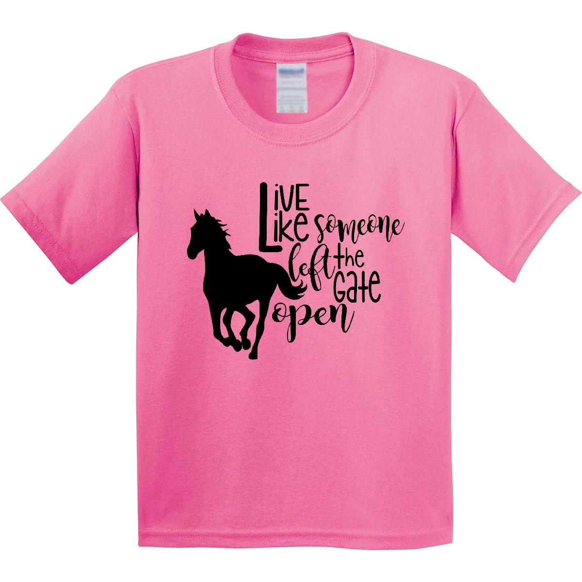 Inktastic Live Like Someone Left The Gate Open Horse Silhouette Youth T-Shirt 100