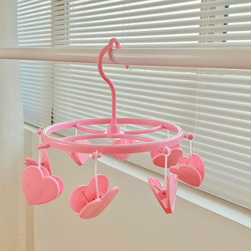 Cute Lovely Strawberry Clothes Dryer Hanger Windproof Socks Underwear Drying Rack Household Heart Storage Laundry Rack Home