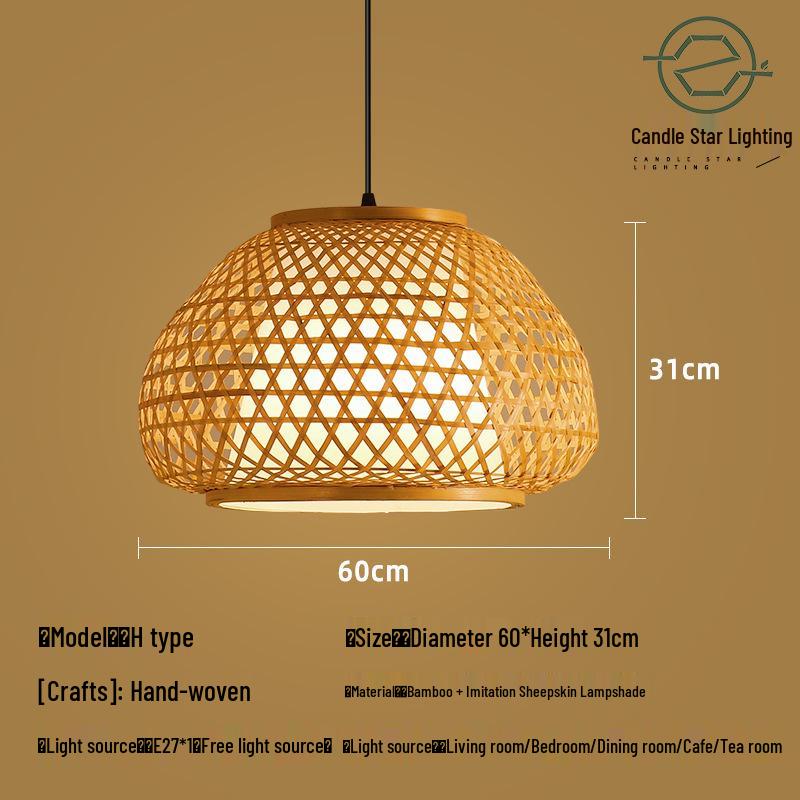 Zen Style Bamboo Rattan Pendant Light for Tea Rooms and Restaurants