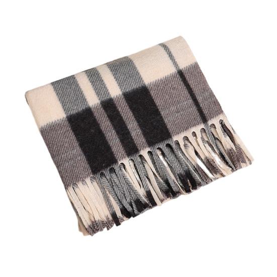 Double-Sided Velvet Scarf with Tassel Decoration Plaid Print Autumn Winter Warm Cashmere-like Scarf Fashion Accessory
