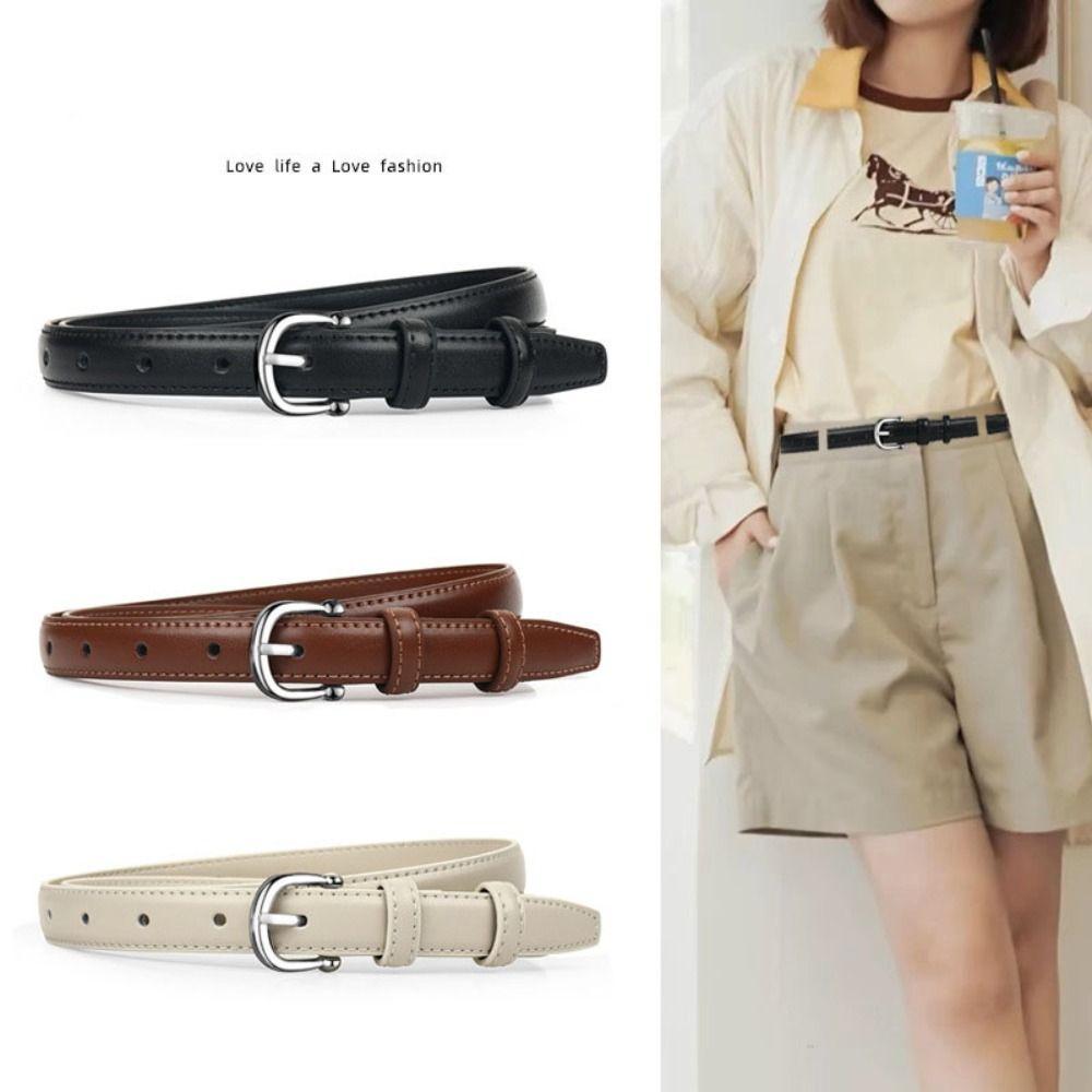 Strap Leather Fashion Belt Zinc Zinc Alloy Buckle Korean Style Waistband  Dress Decoration
