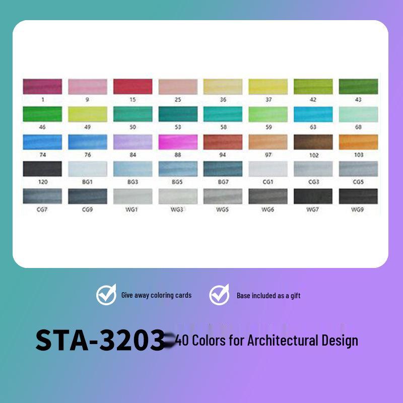 Sta 3203 Double-Ended Quick-Drying Oil-Based Marker Pen Set for Student Art & Indoor Design