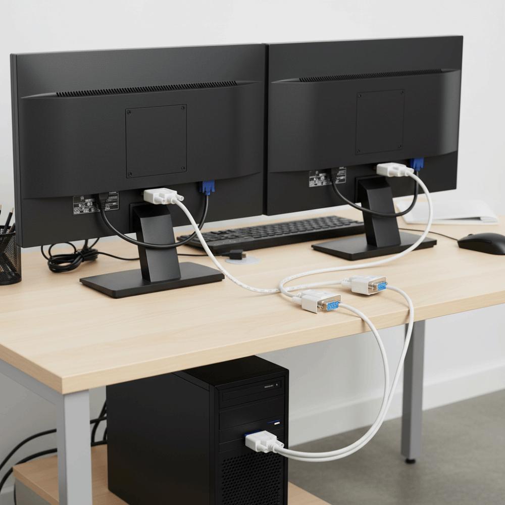 Male To 2 Female SVGA Adapter 15 PIN Splitter Cable PC Accessory Y Adapter  PC To Monitor