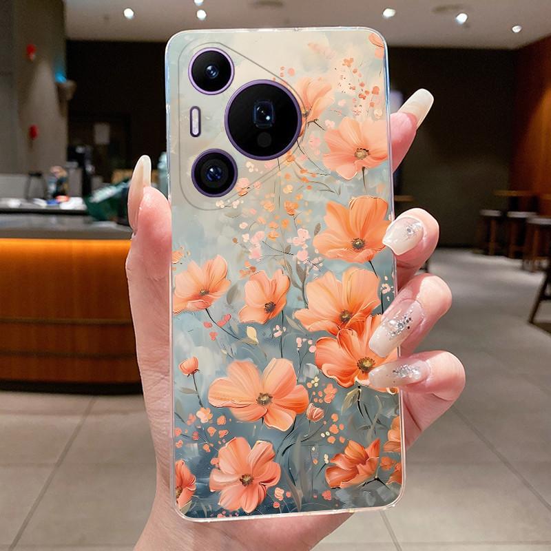 Phone Case For Huawei Pura 70 Pro Plus 70Pro+ 5G Simplicity Luxury Butterfly Flowers Transparent Casing Soft Silicone Back Cover