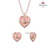 [Rosemont] Silver Pink Opal Earrings and Necklace Set La Vie En Rose Rc24B24K Set