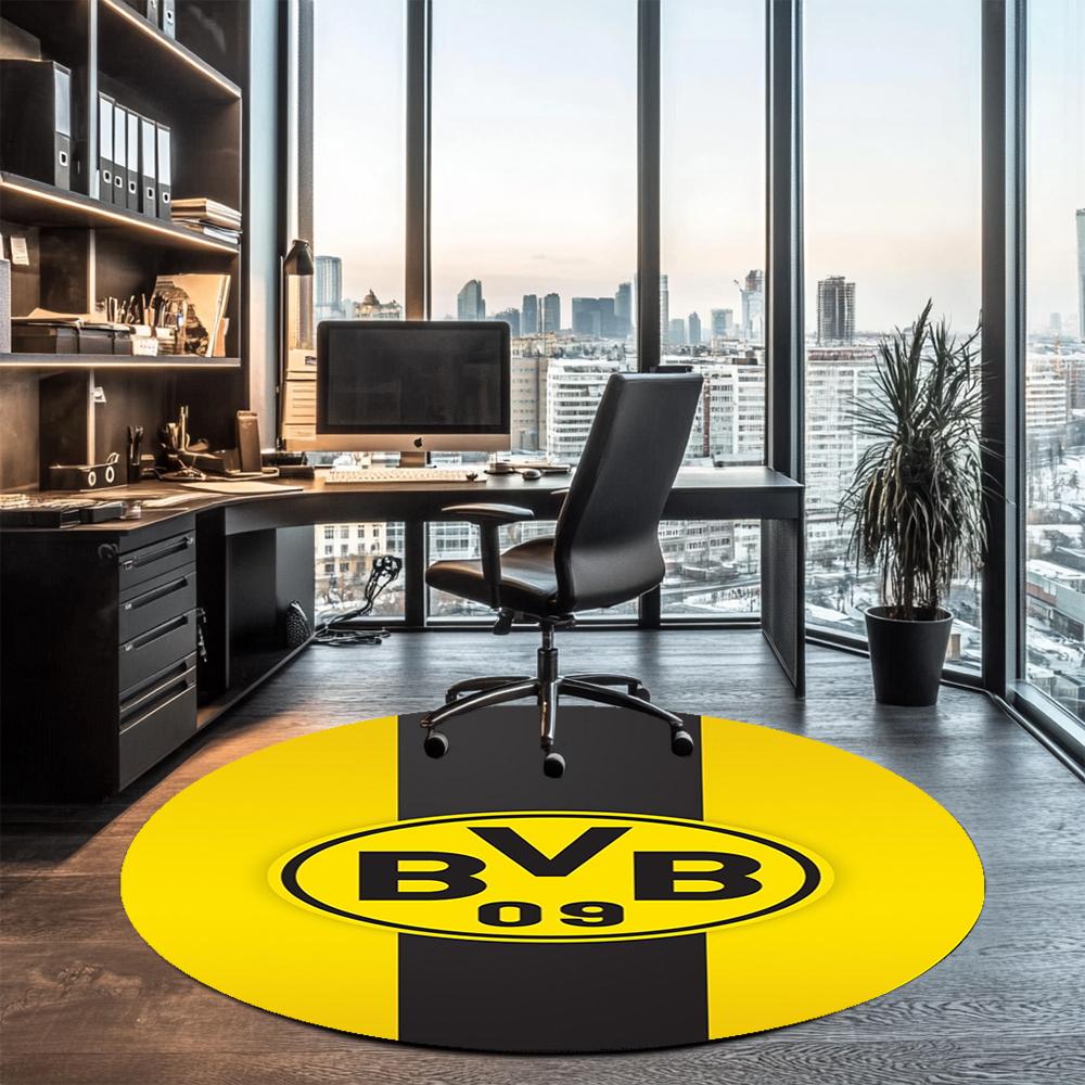 Borussia Dortmund Printed Round Rug Carpet Chair Rug Area Rug Entryway Doormats,for Office Chair Living Room Bedroom Kitchen Room.