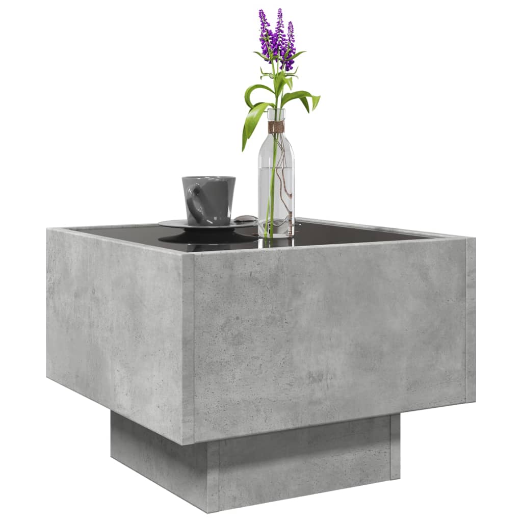 Side Table with LED Infinity Mirror Concrete Grey 40x40x30 cm Engineered Wood