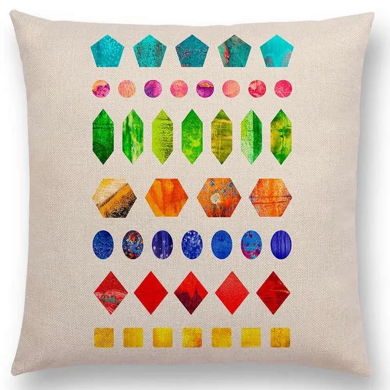 New Abstract Colourful Geometric Pattern Dreamlike Square Round Triangles Sector Diamond Gorgeous Cushion Cover Car Pillow Case
