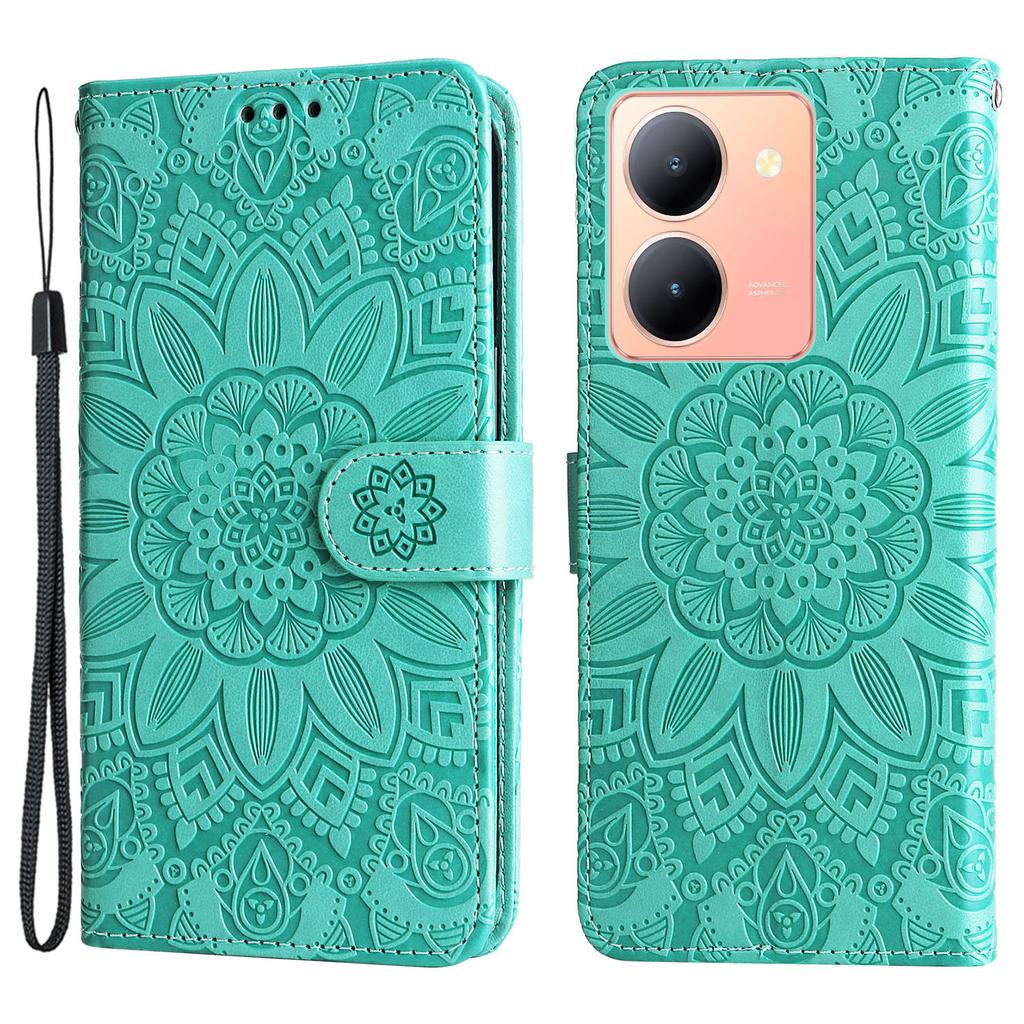 For vivo Y78 (China) 5G/Y36 4G (Global)/Y36 5G (Global) PU Leather Wallet Phone Cover Sunflower Imprinted Stand Case