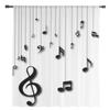 Durchsichtige Vorhänge mit Musiknoten, für Schlafzimmer, Voile-Vorhang, Wohnzimmer, Fenster, durchsichtige Vorhänge, Küche, Tüllvorhänge