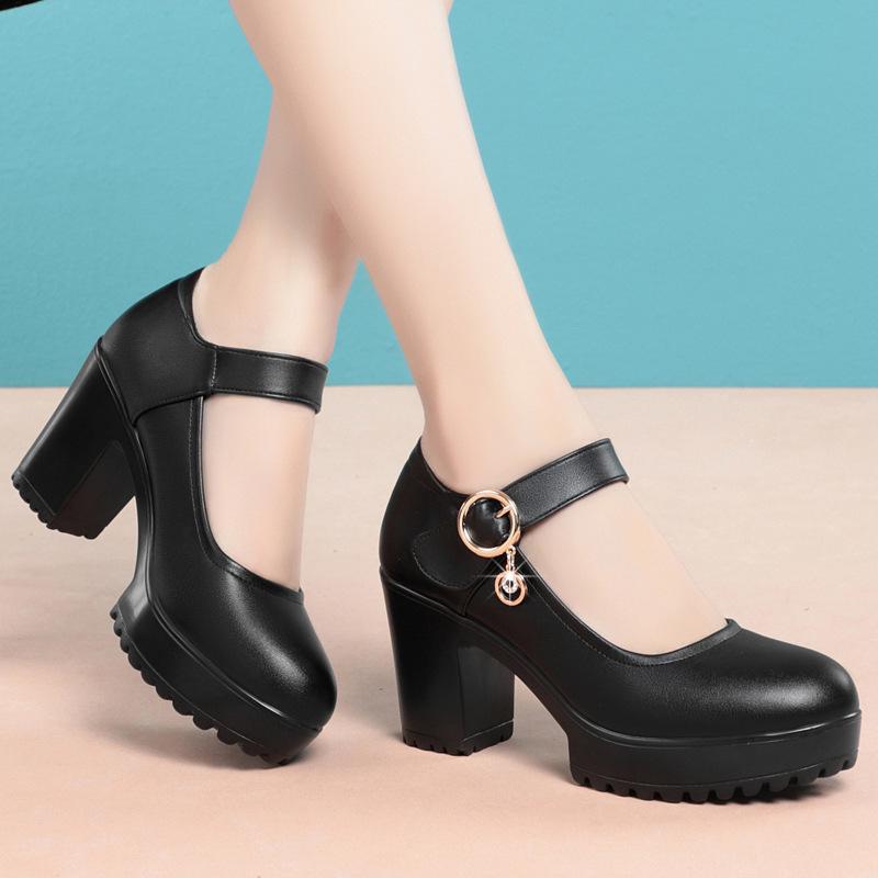 Fashion Women's High Heel Shoes Shallow Thick Bottom Platform Pumps Women Shoes 2024 Block High Heels Shoes for Office Party Wedding