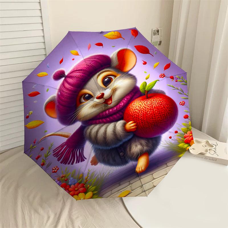 1PC mouse autumnAutomatic Open/Close Umbrella with Windproof, 8-Rib Sturdy Canopy, Durable Ribs, Fashionable Design1246A