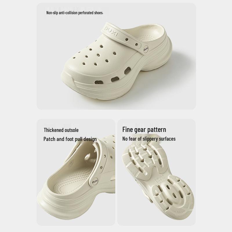 Puxi Muna Women's Summer Slip-Resistant Closed-Toe Beach Shoes - Thick-Soled, Soft, Breathable, Elastic, Height-Boosting Versatile Footwear.