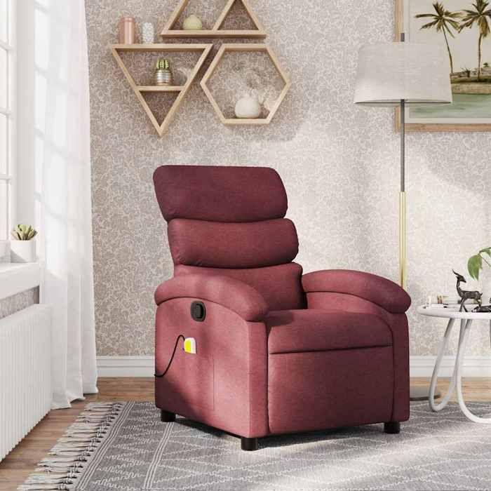 VidaXL Fauteuil de massage inclinable Rouge bordeaux Tissu 371704