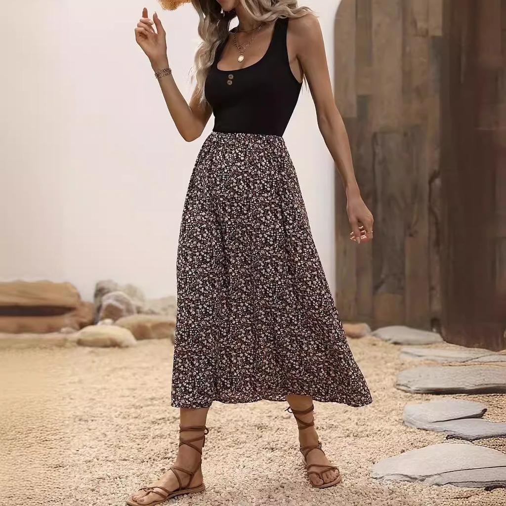 New printed sleeveless long dress