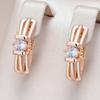 Shiny White Natural Zircon English Earrings For Women Luxury Rose Gold Color Wedding Accessories Fine Jewelry