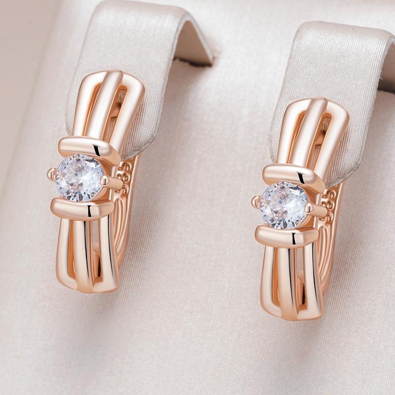 Shiny White Natural Zircon English Earrings For Women Luxury  Rose Gold Color Wedding Accessories Fine Jewelry