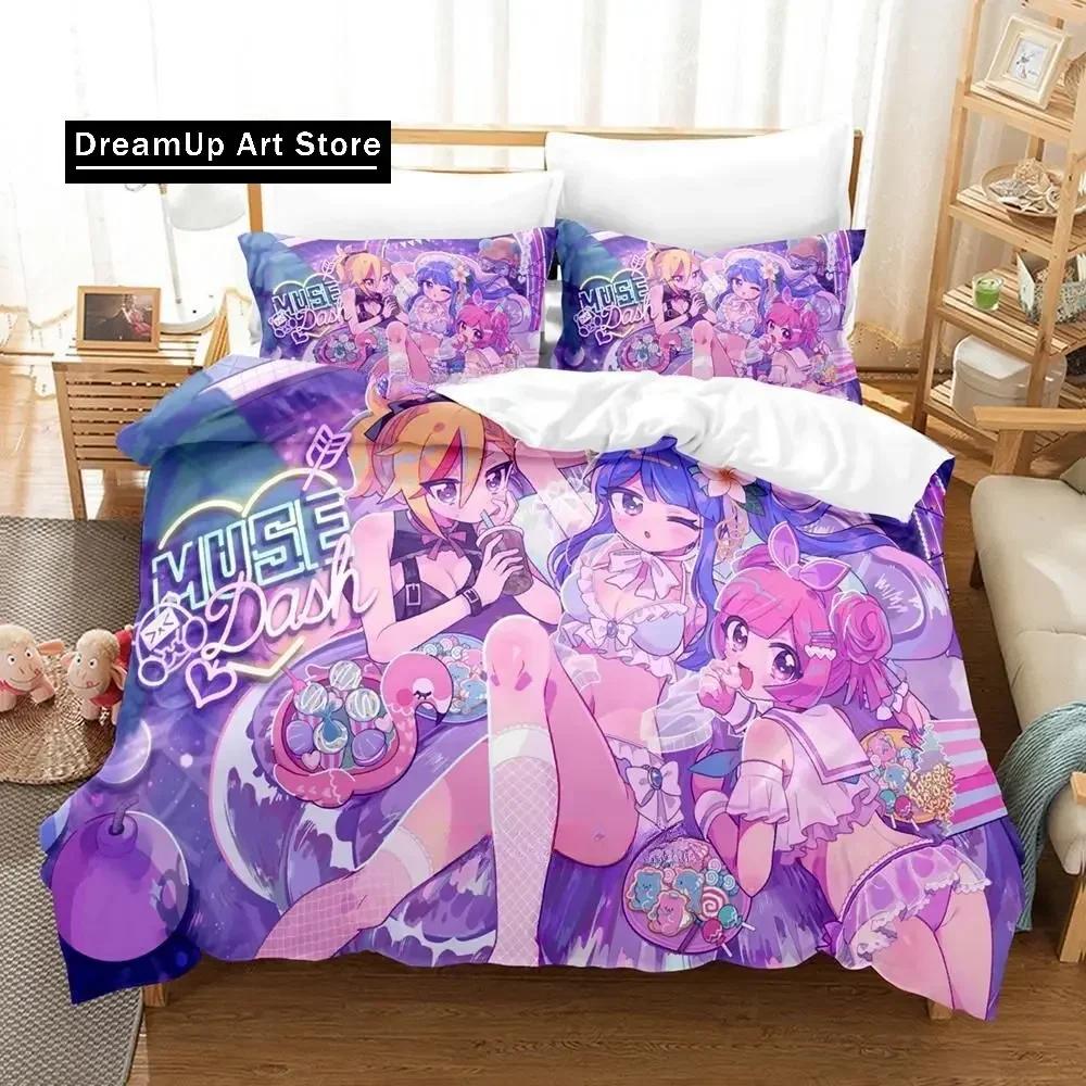 3D Print Music Game Muse Dash Bedding Set Boys Girls Single Twin Queen Full Size Duvet Cover Pillowcase Bed Adult Bedroom