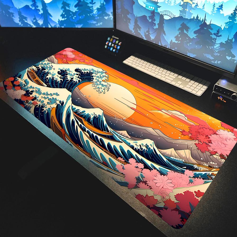 Japan The Great Wave of Kanagawa Art Mouse Pad Large Computer Gaming Mousepad Gamer Rubber Otaku Keyboard Pad Laptop Desk Mat