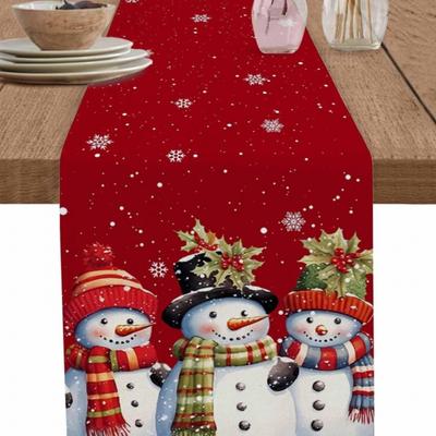 Navidad Rojo Muñeco de Nieve Copo de Nieve Camino de Mesa Mantel Decoración Comedor Cubre Mesa