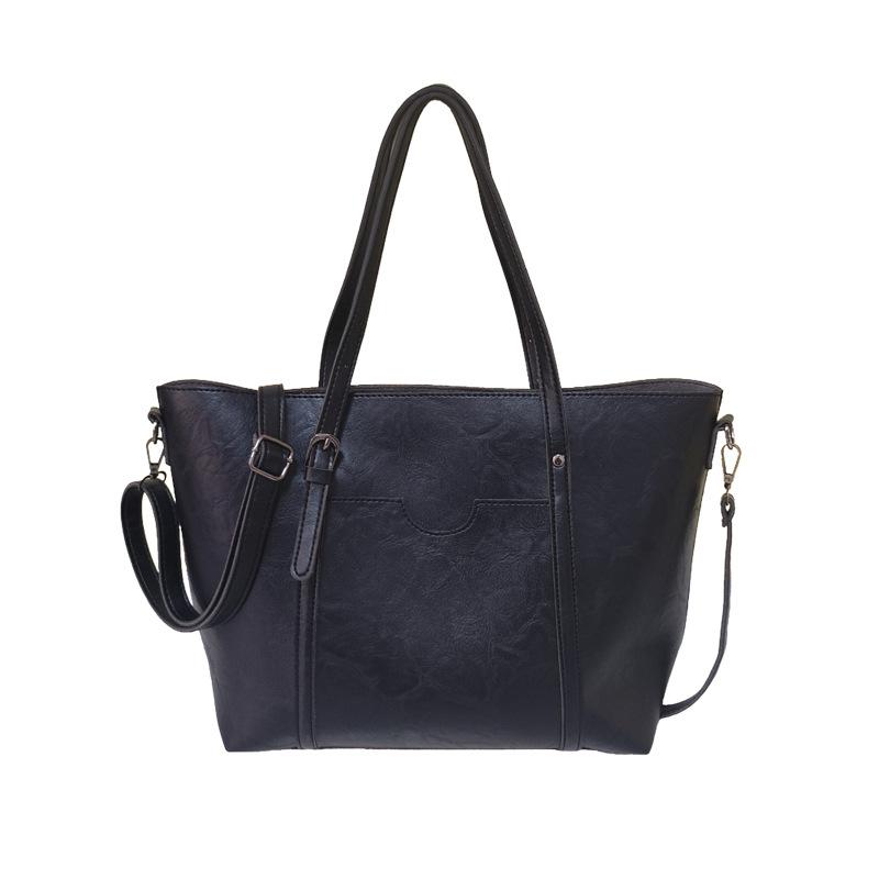 

Осенняя женская сумка из масляной вощеной кожи, новая сумка-мессенджер, модная сумочка, наплечная сумка-тоут чёрный