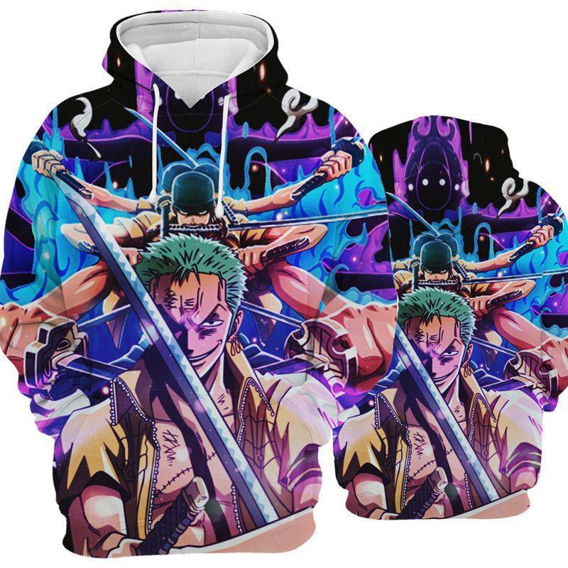 Anime Characters Peripheral Series 3D Digital Printing Long Sleeve Hooded Zip Men's Sweatshirt