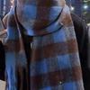 Winter Scarf Cashmere Feel Plush Scarf with Tassel Decoration Thickened Warm Plaid Pattern Winter Long Scarf