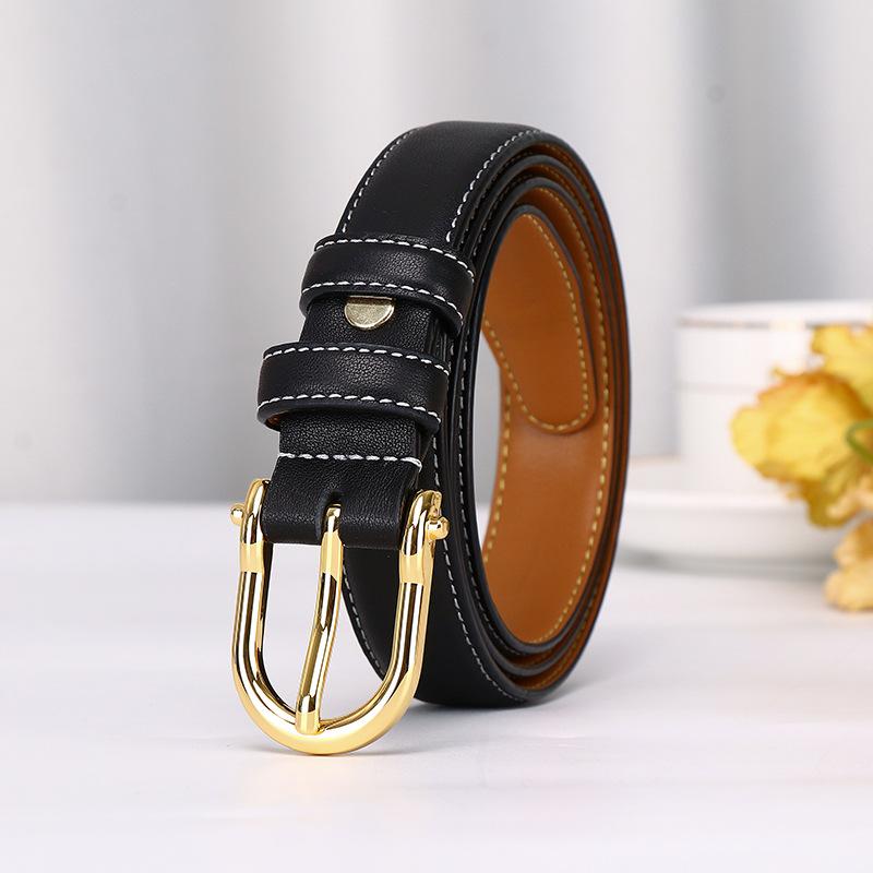 2.4Cm New Korean Version Of Simple Fashion Trend Belt Women'S Genuine Leather First Layer Cowhide Versatile Casual Pants Belt Belt