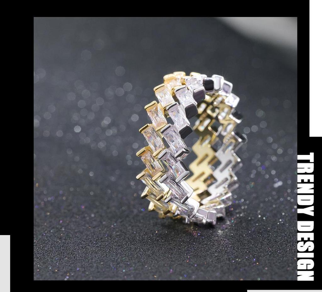 S925 Sterling Silver Wave Z-Shape Zircon Inlaid Fashion Ring for Women