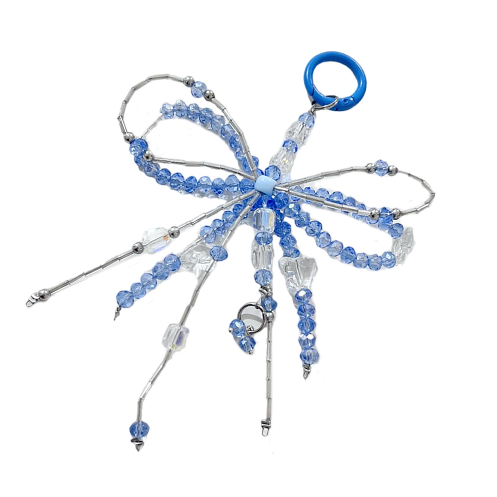 Бисерный 3D бантик брелок-подвеска Деликатный шарм для рюкзака Модный аксессуар для телефона Подходит для различных случаев синий
