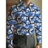 Men's Splice Geometry Beach Shirt Black White Hawaiian Casual Shirt Men's Vintage Shirt Long Sleeve Top