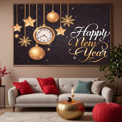 Vintage Uhr Thema Frohes Neues Jahr Hintergrund Zuhause Neujahrsparty Banner Kulisse Schneeflocke Glitzer Pailletten Luxus Foto Requisiten