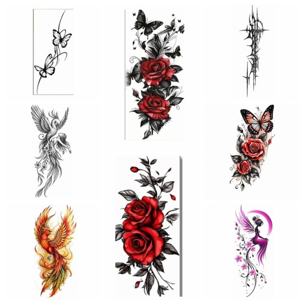 Flower Rose Temporary Tattoo Long Lasting Body Art Sticker Sweet Instant Decals Back