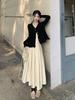 Women's Summer 2024 Sleeveless French-Inspired Pleated Waist Sling Dress