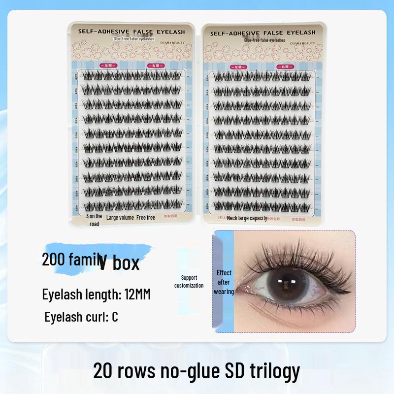 20-Row Large Capacity Glue-Free Beginner-Friendly Natural False Eyelashes