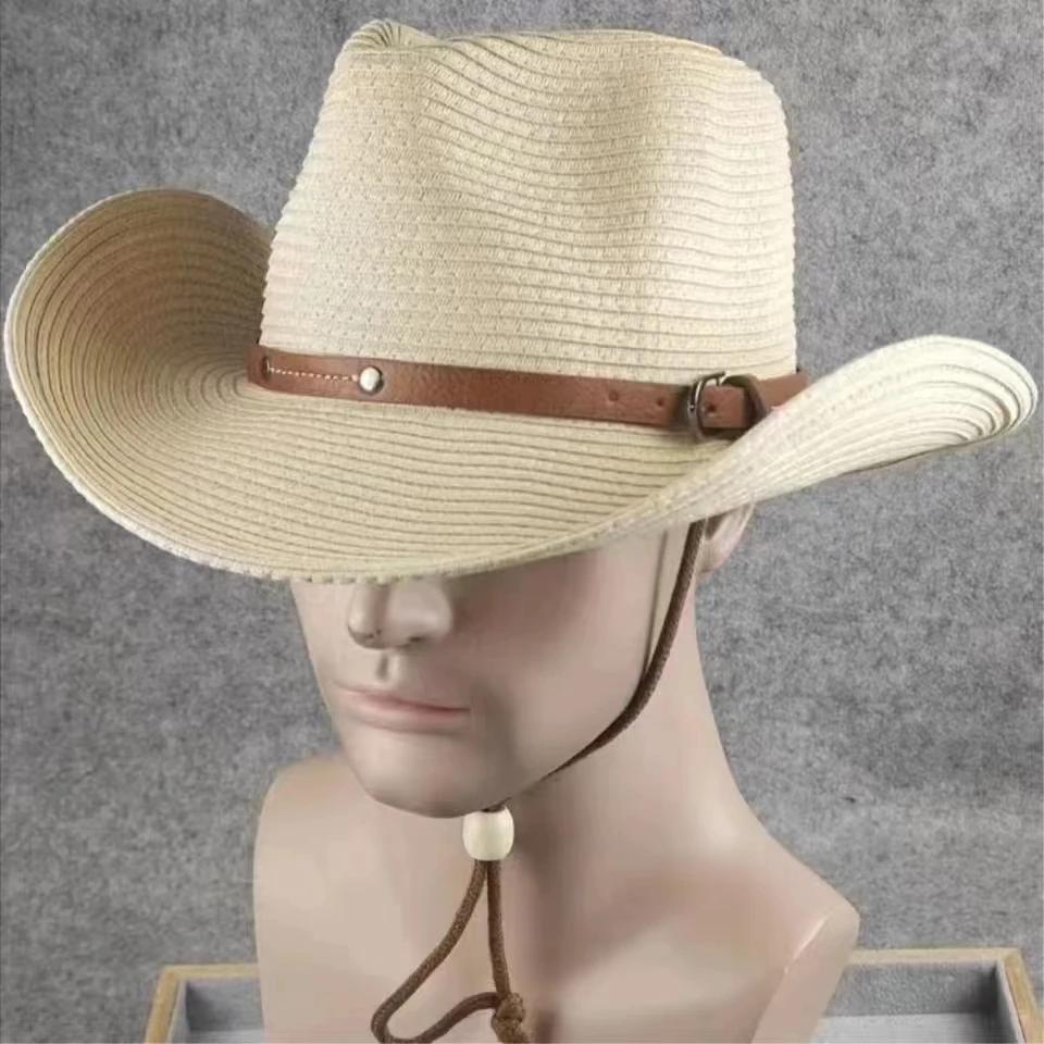 Big Head 62cm Man Large Waisted Cowboy Hat Summer Sun Protection Hat 60 Cm Foldable Beach Travel Straw Hat Large Men's Xxl