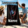 Custom Name Personalized BMW Print Beach Towel, for Trip Camping Beach Party Home Decor, Birthday Gift for Family & Friends