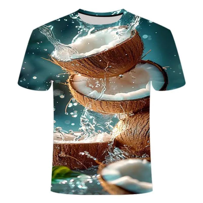 Sommermode Pflanze Gemüse Grafik T-Shirt Für Unisex Trend Lässig Melone und Frucht Blumen 3D Gedruckt Herren Kurzarm Tops