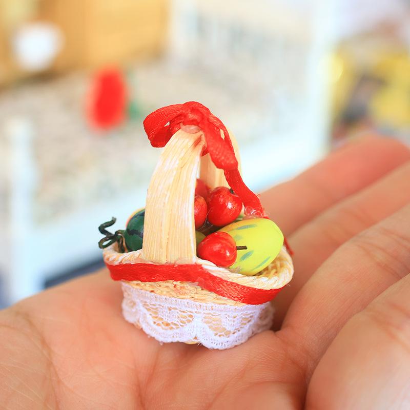 1/12 Dollhouse Simulation Fruits Basket Model Dollhouse Mini Scene Decoration Playing Kitchen House Ornament Dollhouse Accessory