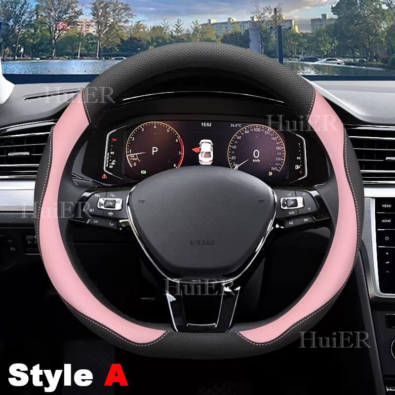 For VW Volkswagen T-Cross D Type Steering Wheel Ultra Thin Leather Steering Protector Anti Scratch Non-slip Auto Accessories