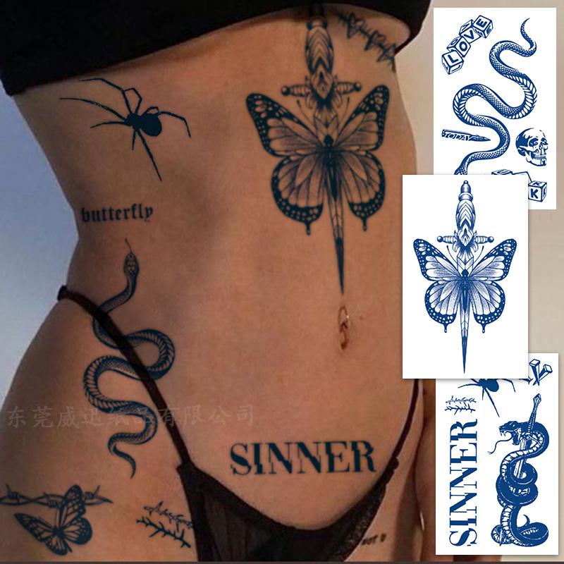 Herbal Tattoo Stickers, Juice Tattoo Stickers, Semi-Permanent English Letter Tattoo Stickers Tattoo