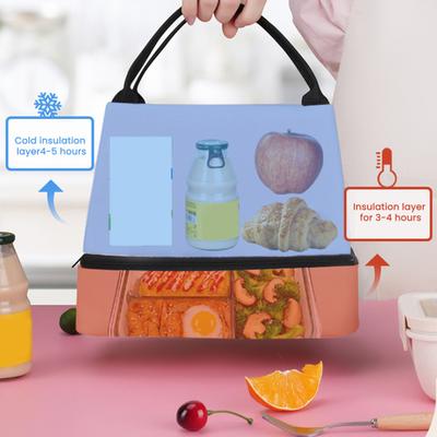 Double Deck Lunch Bag Thermal Cold Insulation Lunch Bag Large Capacity Leakproof Cooler Tote for Commuting Travel Picnic