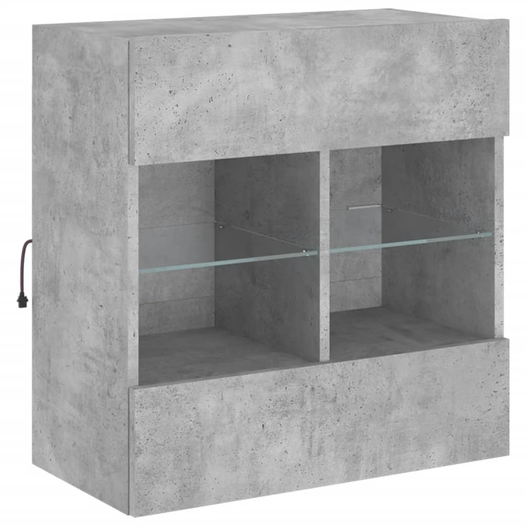 Wall Mounted TV Cabinet with LED Lights Concrete Grey 58.5 X 30 X 60.5 Cm