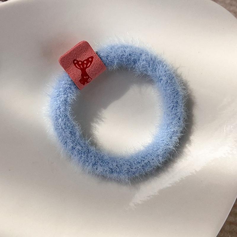 Autumn and Winter Plush Maillard Color Hair Rope Girl All-match Marine Belt Head Rope High Elasticity Basic Rubber Band Hair Ring