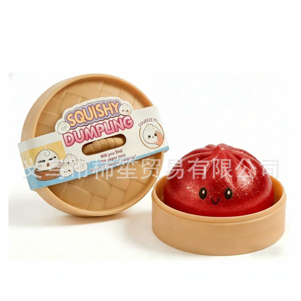 2026 New Glitter Dumpling Squishies Toy Bun Baozi Dumpling Mystery Box Colorful Food Squishy Sensory Anti Stress Squeeze Balls