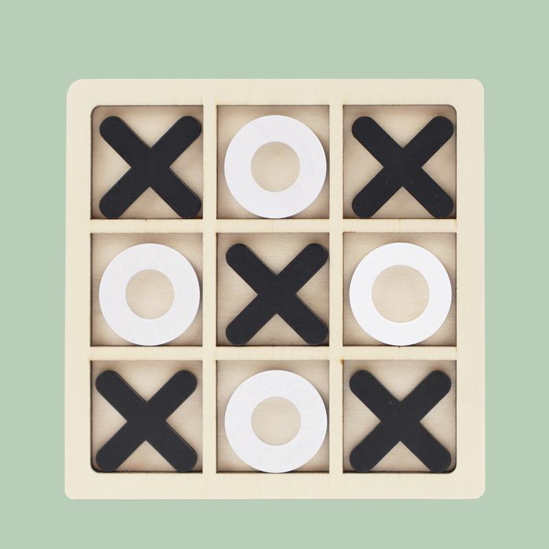 Wooden Tic-Tac-Toe Nine-Grid XO Game: Educational Toy for Children