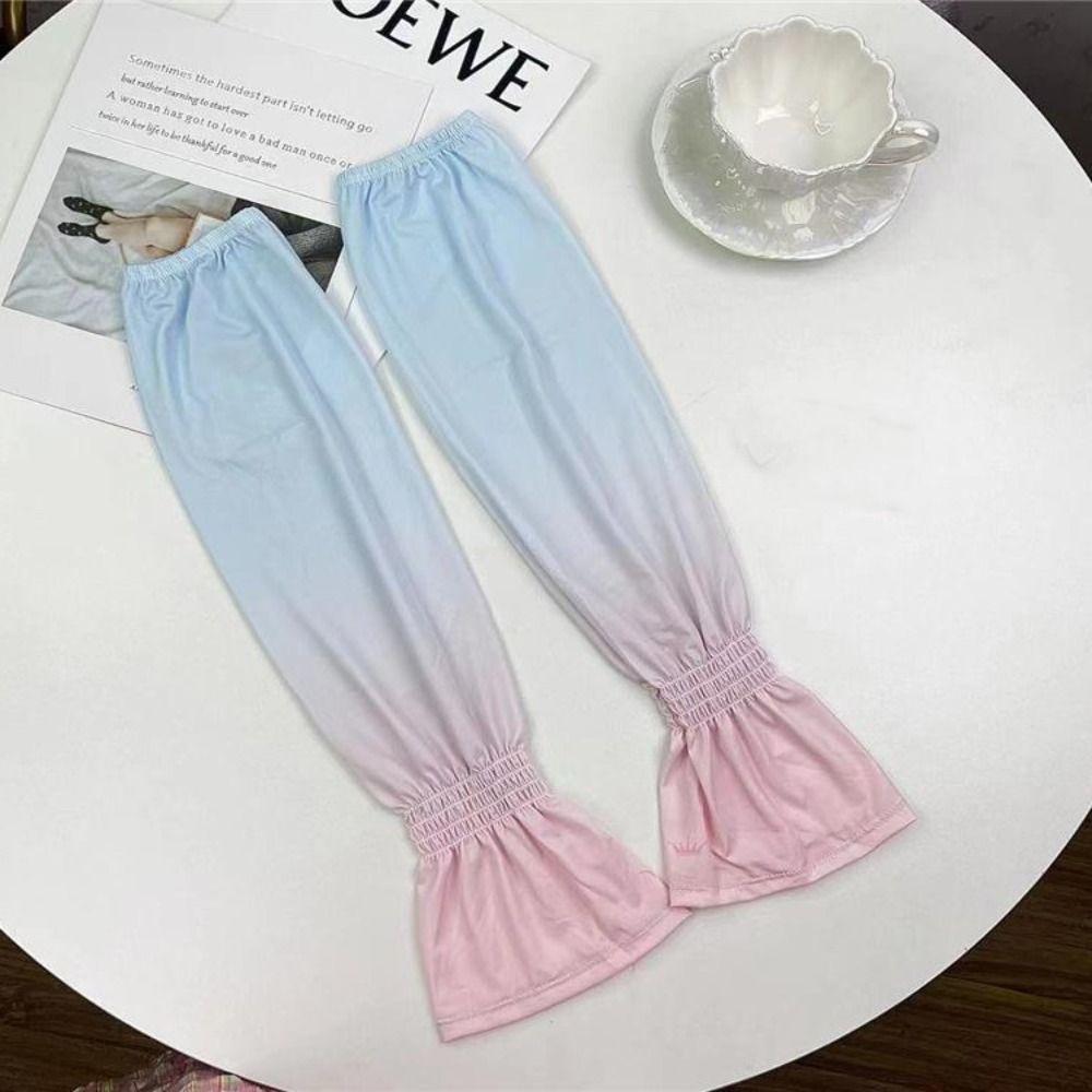 Gradient Long Ice Silk Sleeves Elastic Cycling Gloves Sun Protection Sunscreen Arm Covers  Outdoor