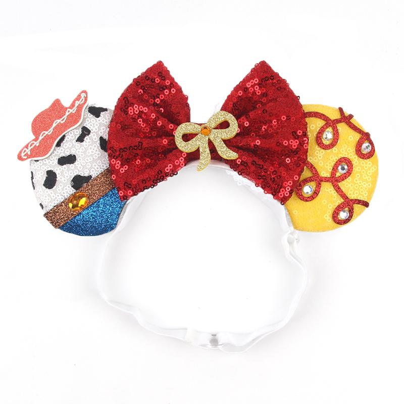 Disney Mausohren Verstellbares Elastisches Stirnband Für Baby Erwachsene Pailletten 5" Schleife Haarband Festival Party DIY Haarschmuck