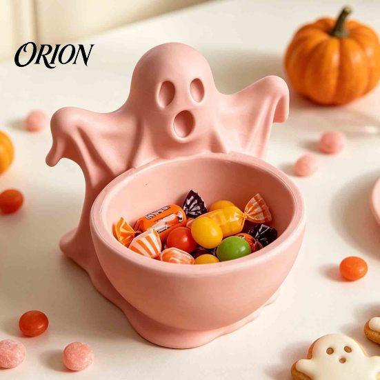 Creative Desk Storage Ornament 3D Printed Ghost Candy Bowl for Halloween Party Decorations, Multi-functional Desktop Decorative Shaped Organizer
